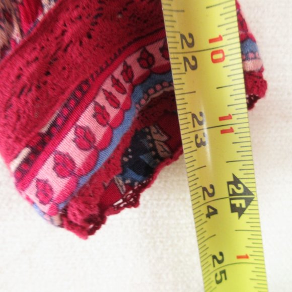 Maeve for Anthropologie Gretchen Blouse Size 2 Red Patchwork Floral LS Peasant - Picture 12 of 13